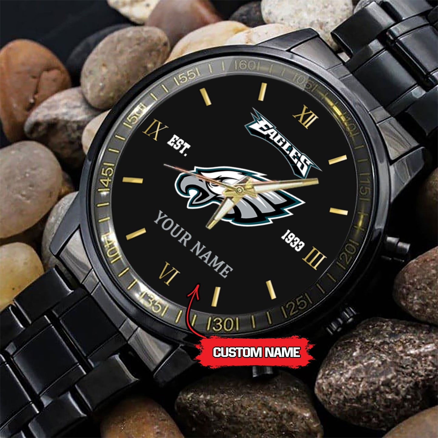 Philadelphia Eagles Black Fashion Watch Gifts For Sport Fans AZWATCH103