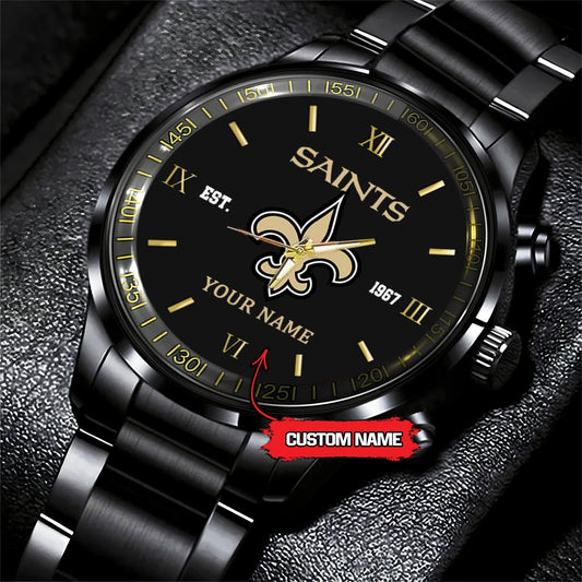 New Orleans Saints Black Fashion Watch Gifts For Sport Fans AZWATCH106