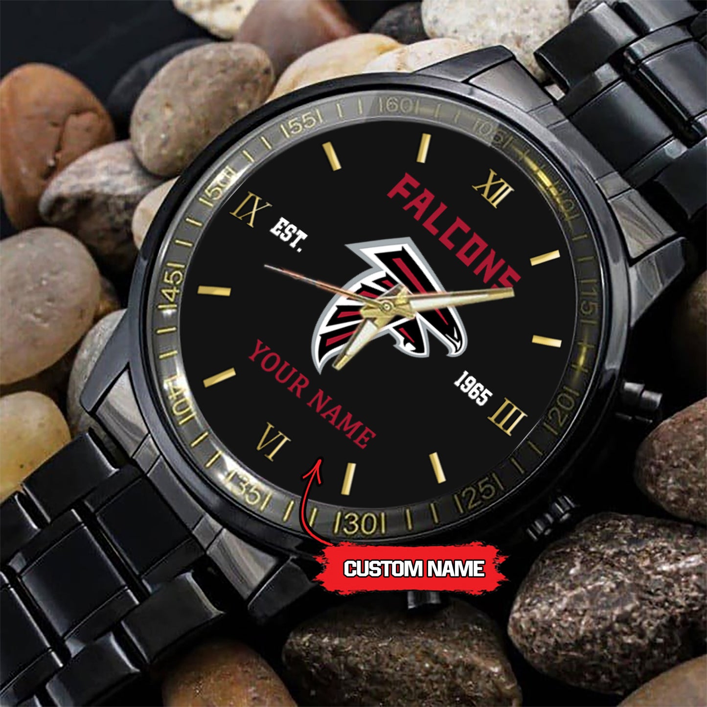 Atlanta Falcons Black Fashion Watch Gifts For Sport Fans AZWATCH108