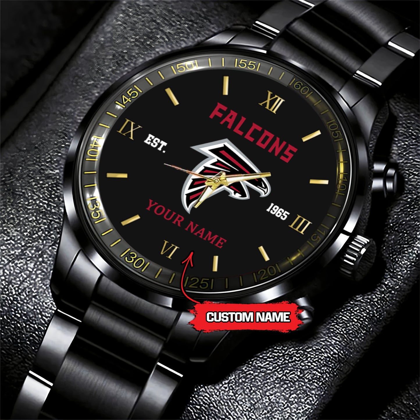 Atlanta Falcons Black Fashion Watch Gifts For Sport Fans AZWATCH108