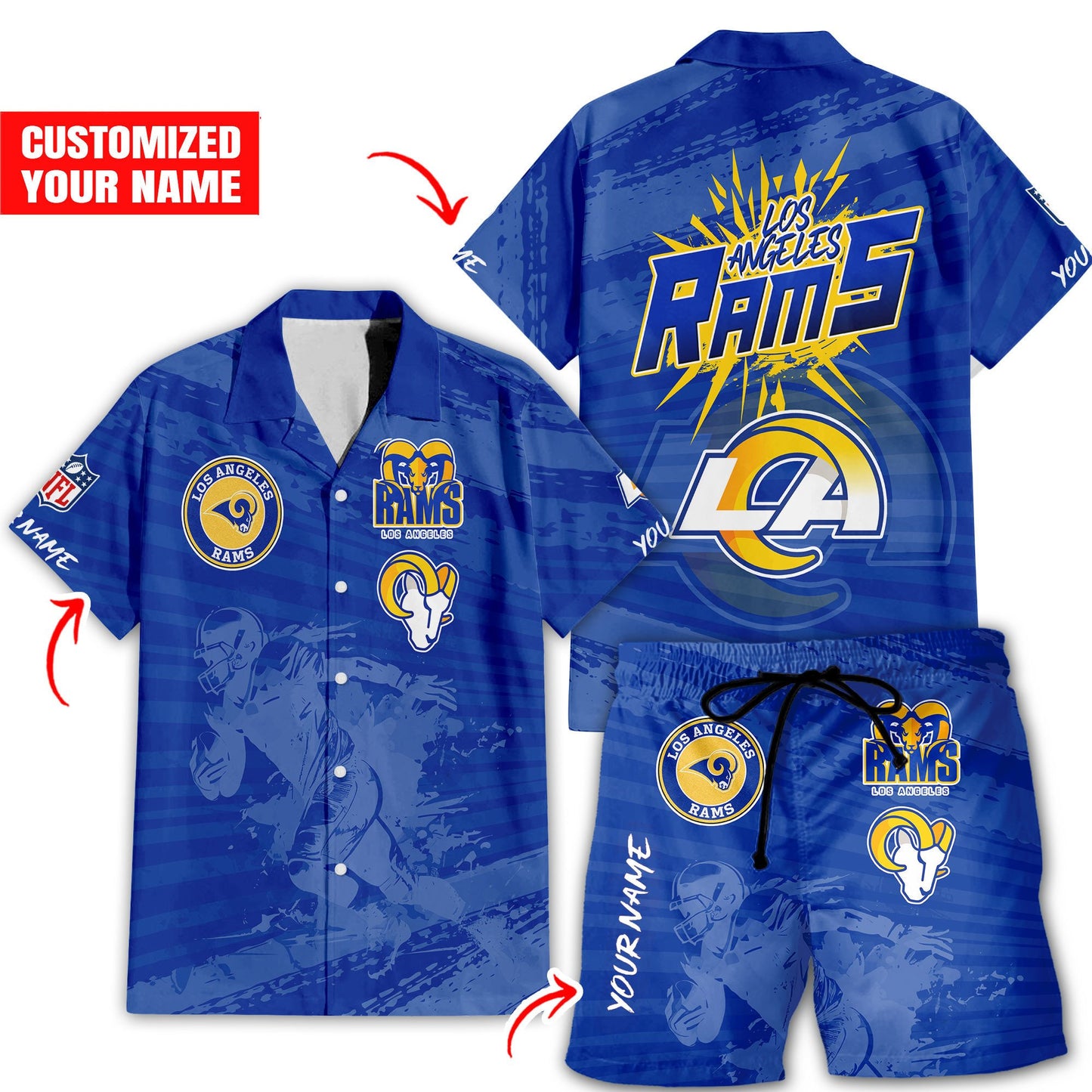 Los Angeles Rams Combo Hawaiian Shirt and Shorts HSAS0015