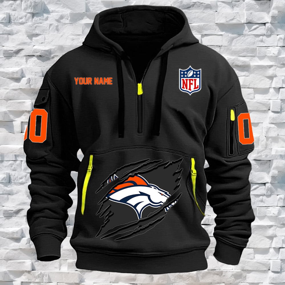 Denver Broncos New Personalized Quarter Zip Hoodie Limited Edition NA003