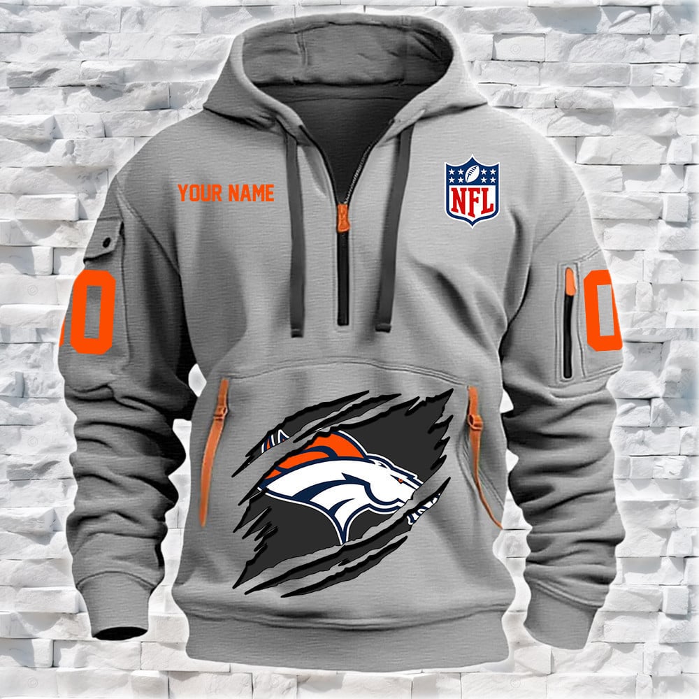 Denver Broncos New Personalized Quarter Zip Hoodie Limited Edition NA003