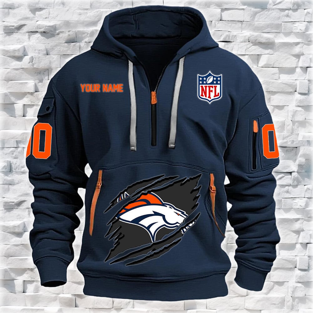 Denver Broncos New Personalized Quarter Zip Hoodie Limited Edition NA003