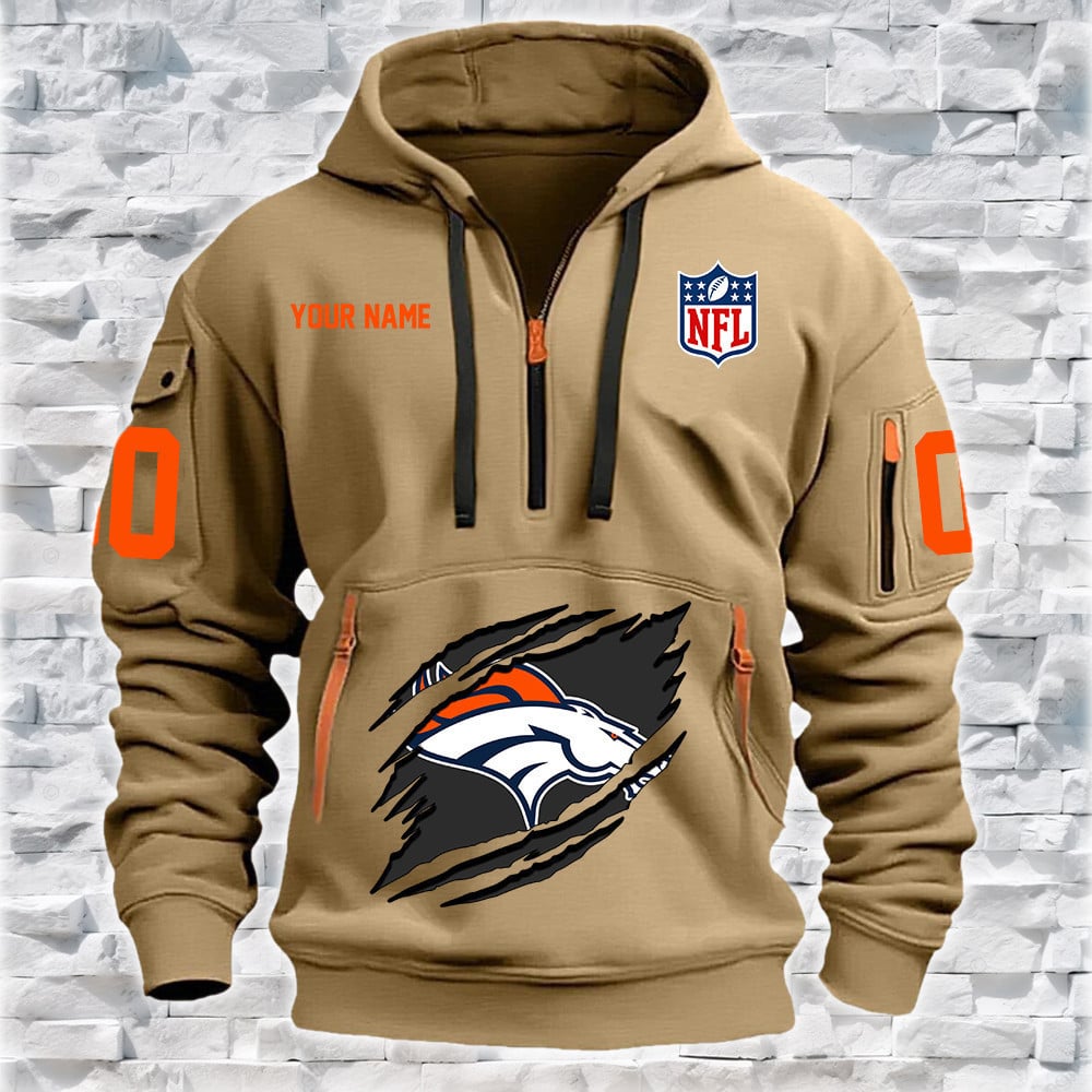 Denver Broncos New Personalized Quarter Zip Hoodie Limited Edition NA003