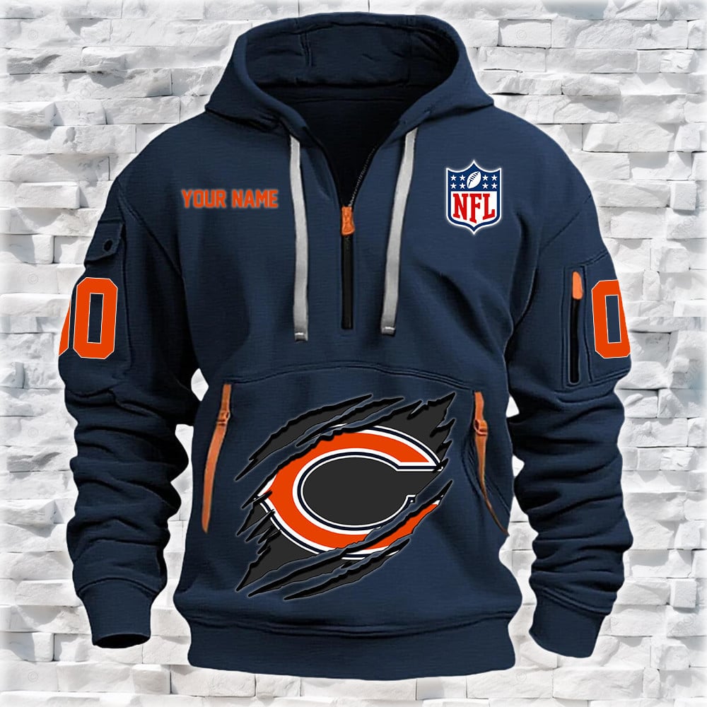 Chicago Bears New Personalized Quarter Zip Hoodie Limited Edition NA006