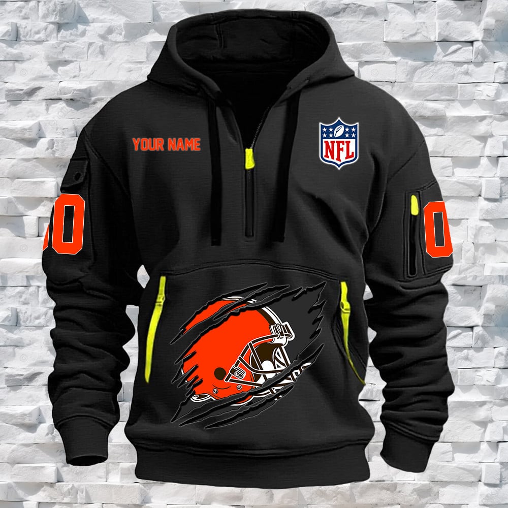 Cleveland Browns New Personalized Quarter Zip Hoodie Limited Edition NA005
