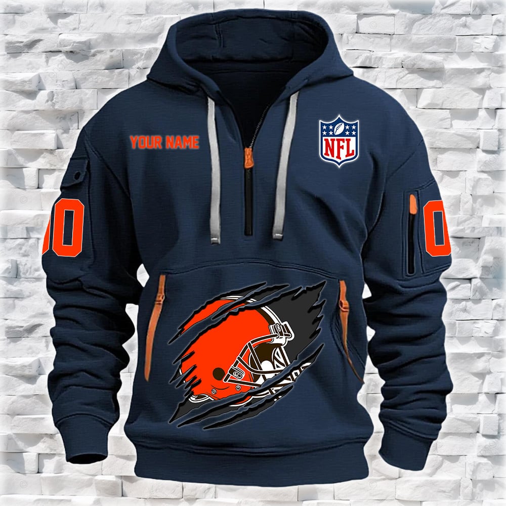 Cleveland Browns New Personalized Quarter Zip Hoodie Limited Edition NA005