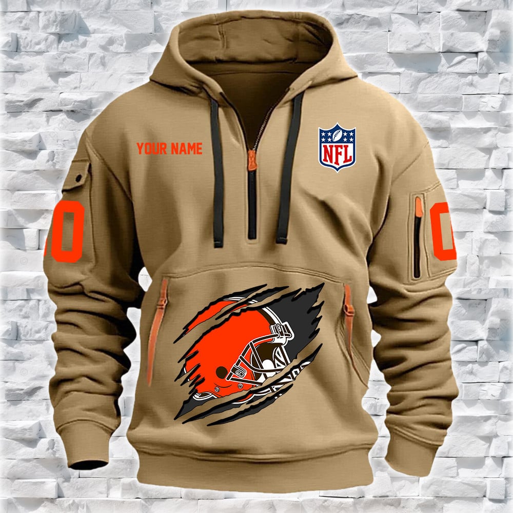 Cleveland Browns New Personalized Quarter Zip Hoodie Limited Edition NA005
