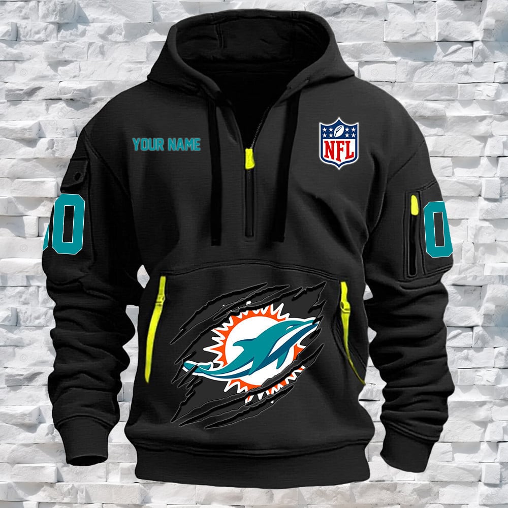Miami Dolphins New Personalized Quarter Zip Hoodie Limited Edition NA008