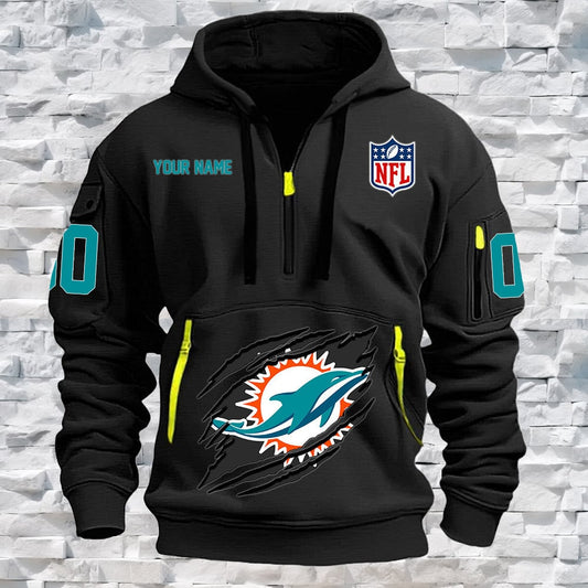 Miami Dolphins New Personalized Quarter Zip Hoodie Limited Edition NA008