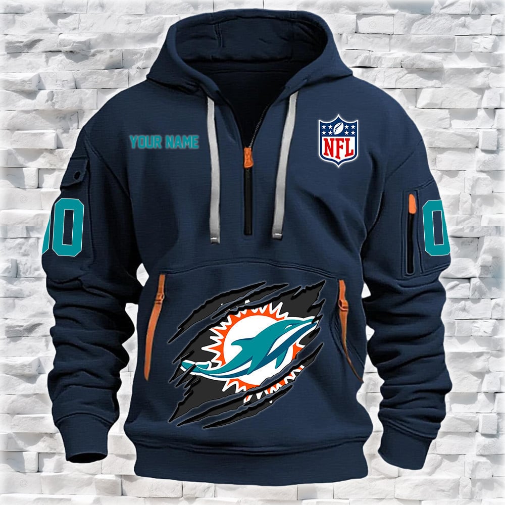 Miami Dolphins New Personalized Quarter Zip Hoodie Limited Edition NA008