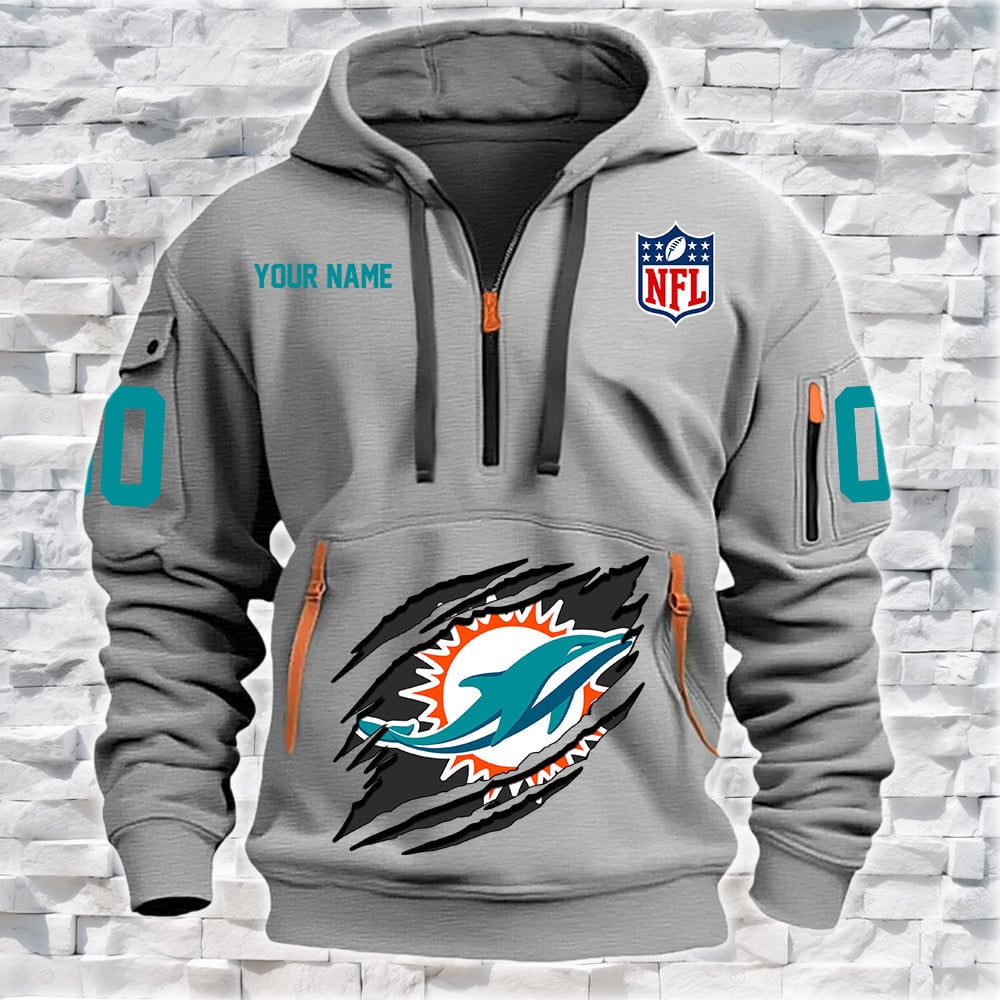 Miami Dolphins New Personalized Quarter Zip Hoodie Limited Edition NA008