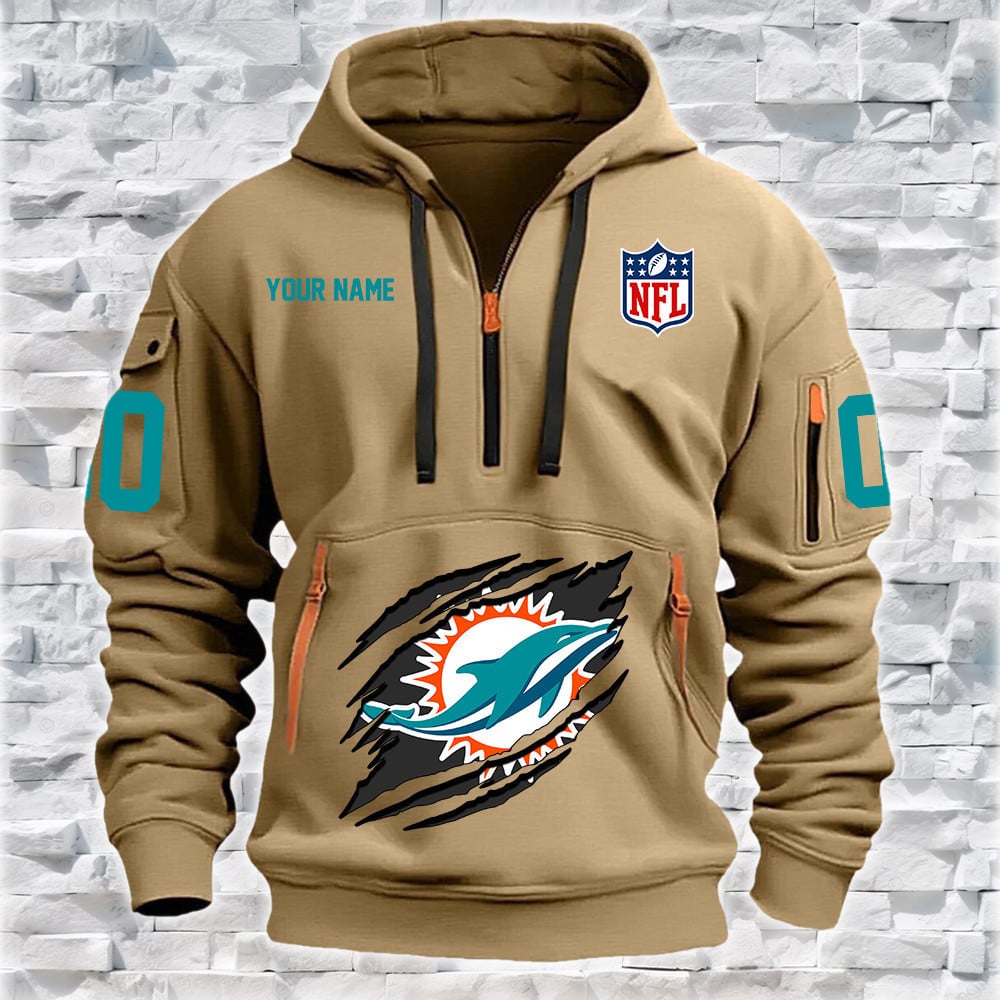 Miami Dolphins New Personalized Quarter Zip Hoodie Limited Edition NA008