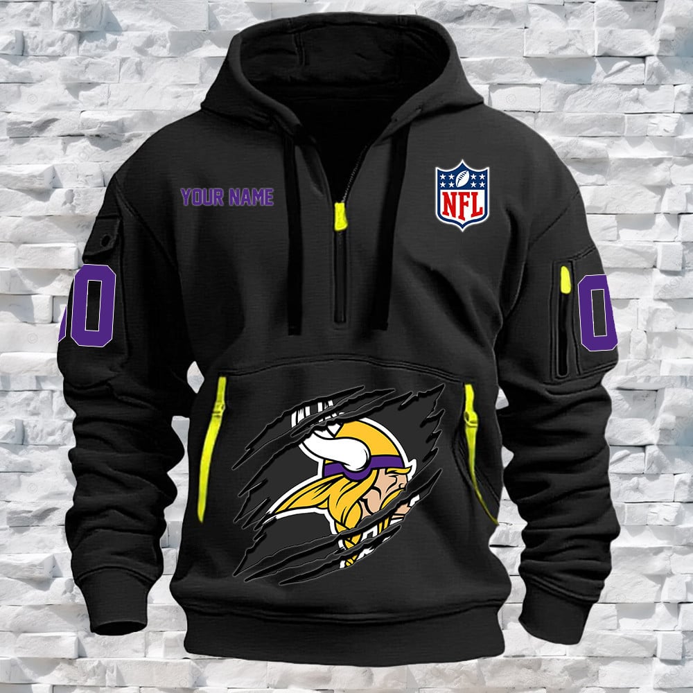 Minnesota Vikings New Personalized Quarter Zip Hoodie Limited Edition NA010