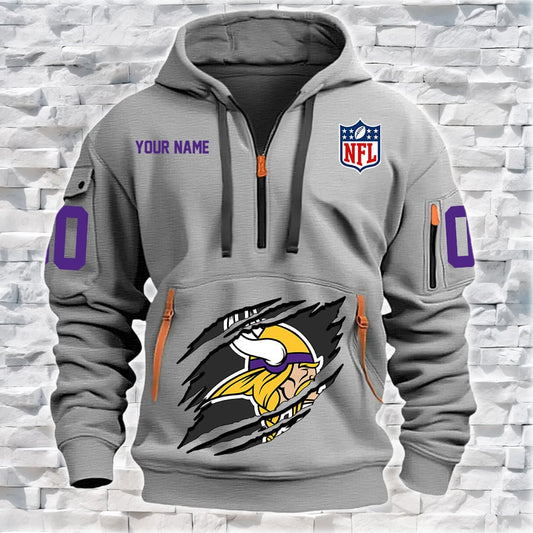 Minnesota Vikings New Personalized Quarter Zip Hoodie Limited Edition NA010