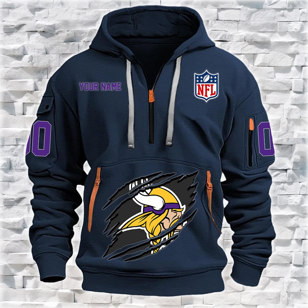 Minnesota Vikings New Personalized Quarter Zip Hoodie Limited Edition NA010
