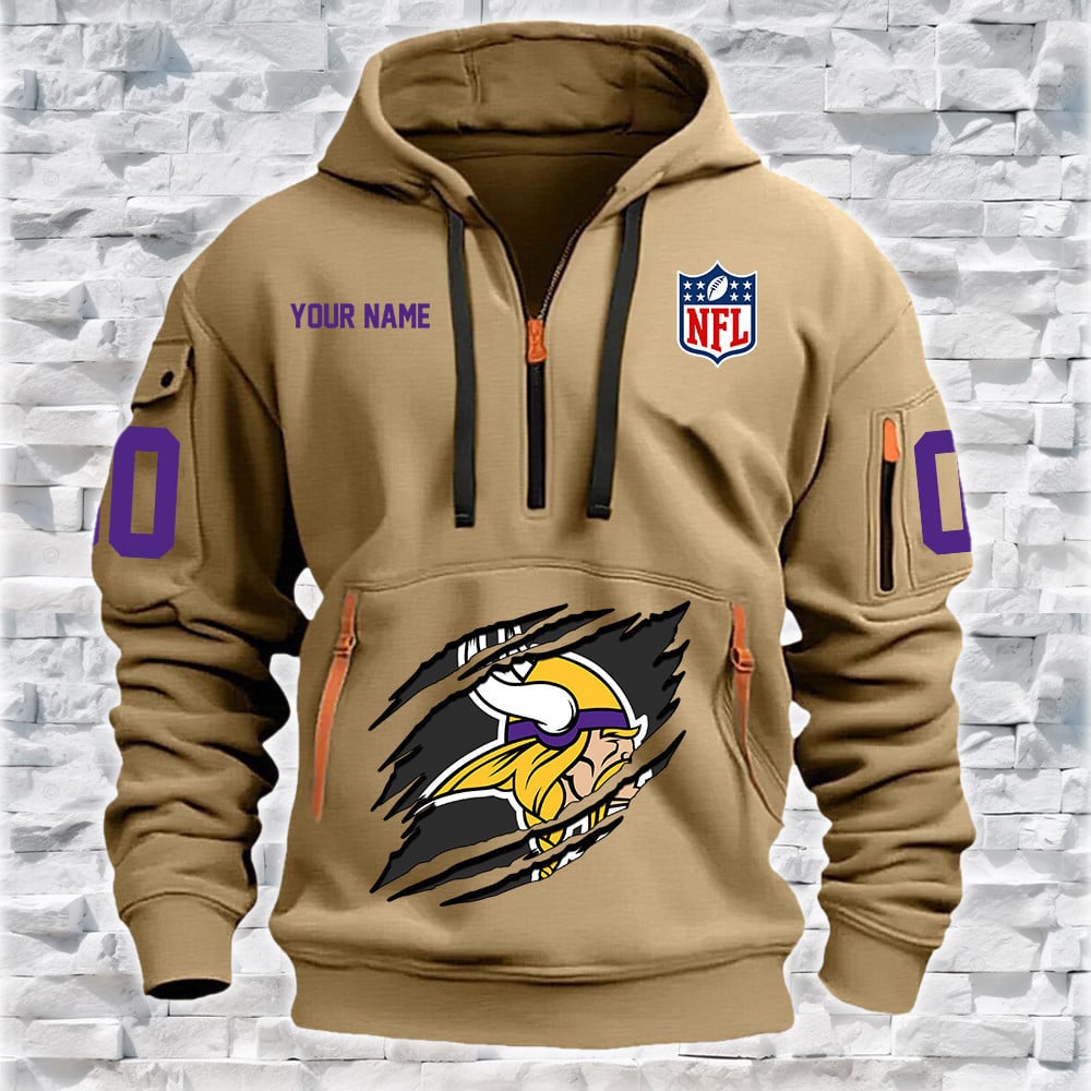 Minnesota Vikings New Personalized Quarter Zip Hoodie Limited Edition NA010