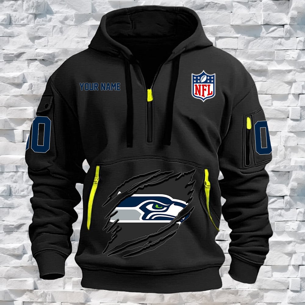 Seattle Seahawks New Personalized Quarter Zip Hoodie Limited Edition NA013
