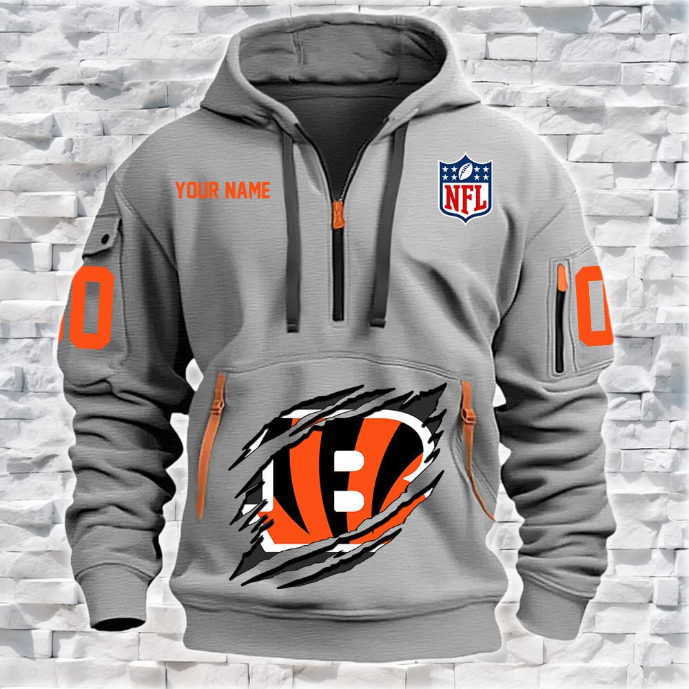 Cincinnati Bengals New Personalized Quarter Zip Hoodie Limited Edition NA014