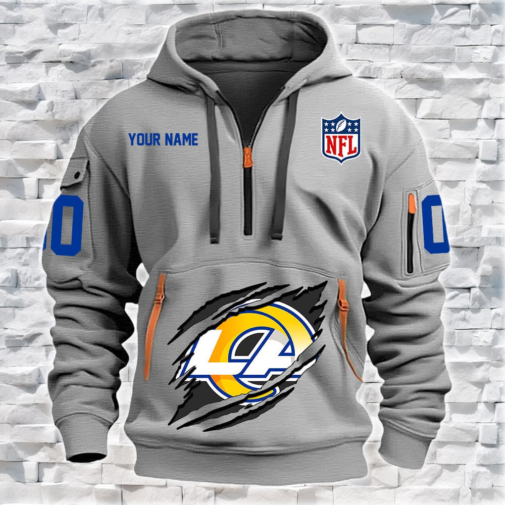 Los Angeles Rams New Personalized Quarter Zip Hoodie Limited Edition NA015