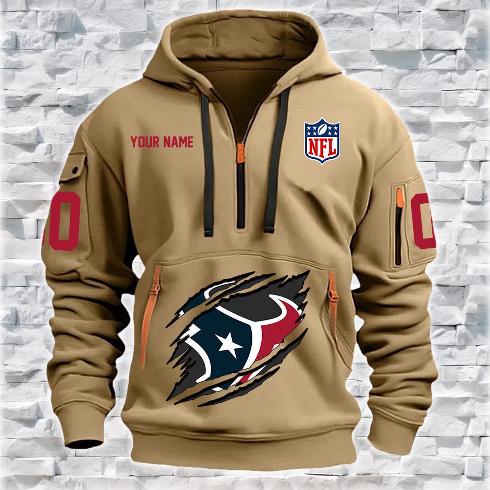 Houston Texans New Personalized Quarter Zip Hoodie Limited Edition NA016