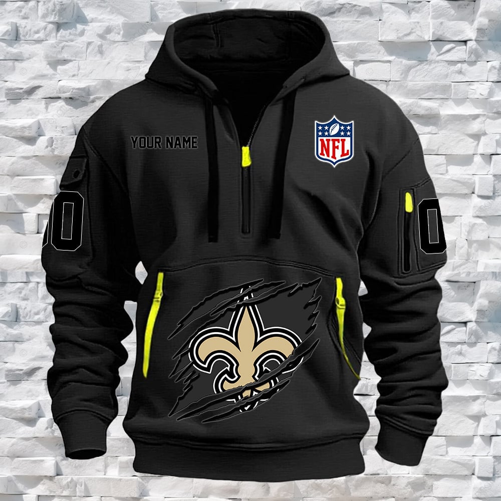 New Orleans Saints New Personalized Quarter Zip Hoodie Limited Edition NA022