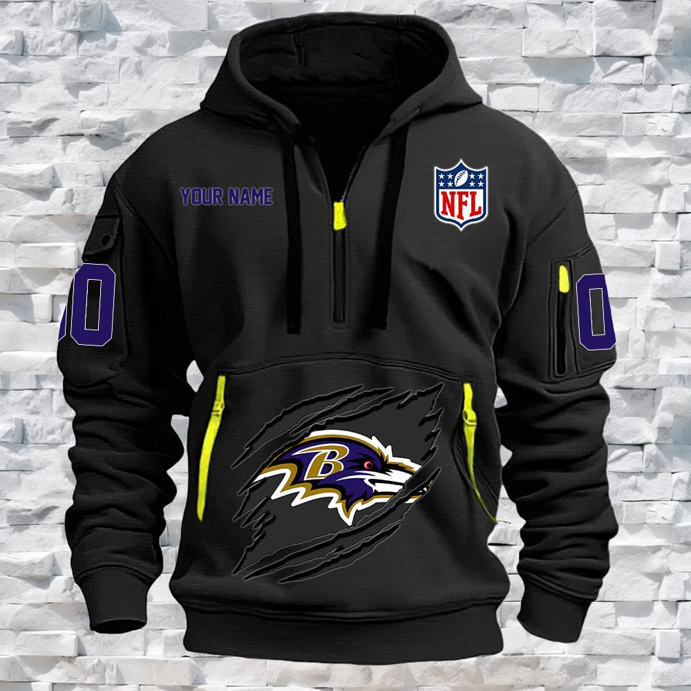 Baltimore Ravens New Personalized Quarter Zip Hoodie Limited Edition NA021