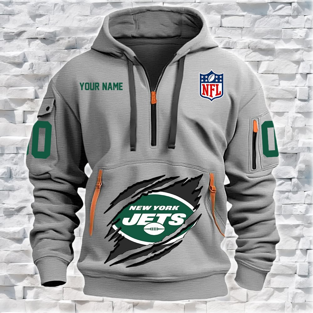 New York Jets New Personalized Quarter Zip Hoodie Limited Edition NA025