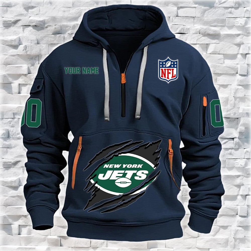 New York Jets New Personalized Quarter Zip Hoodie Limited Edition NA025