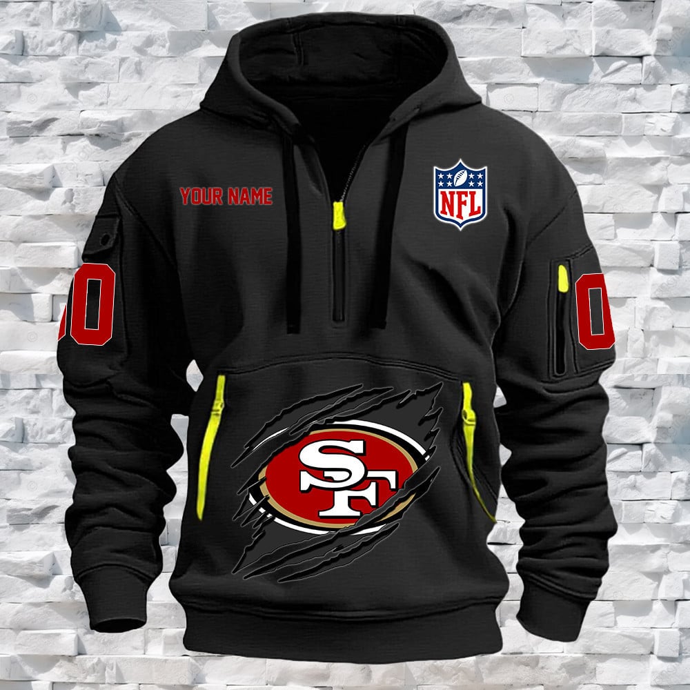 San Francisco 49ers New Personalized Quarter Zip Hoodie Limited Edition NA026