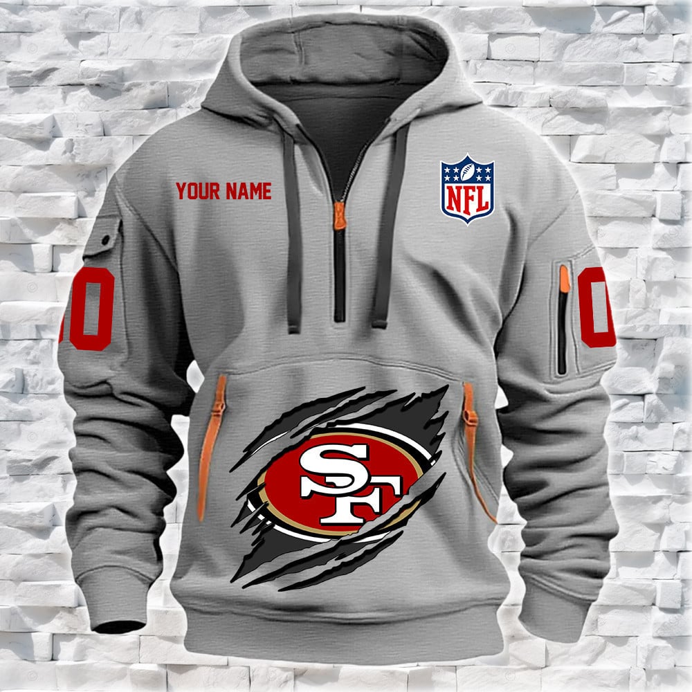 San Francisco 49ers New Personalized Quarter Zip Hoodie Limited Edition NA026