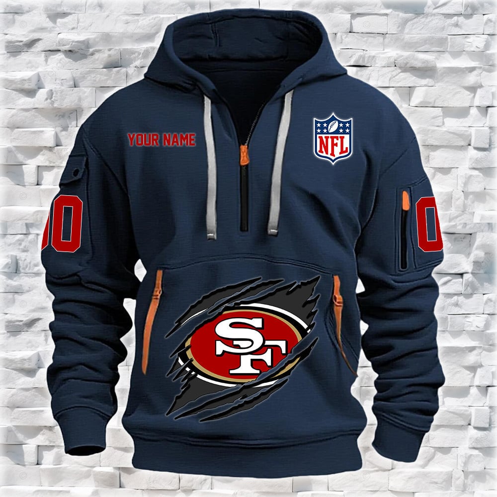 San Francisco 49ers New Personalized Quarter Zip Hoodie Limited Edition NA026