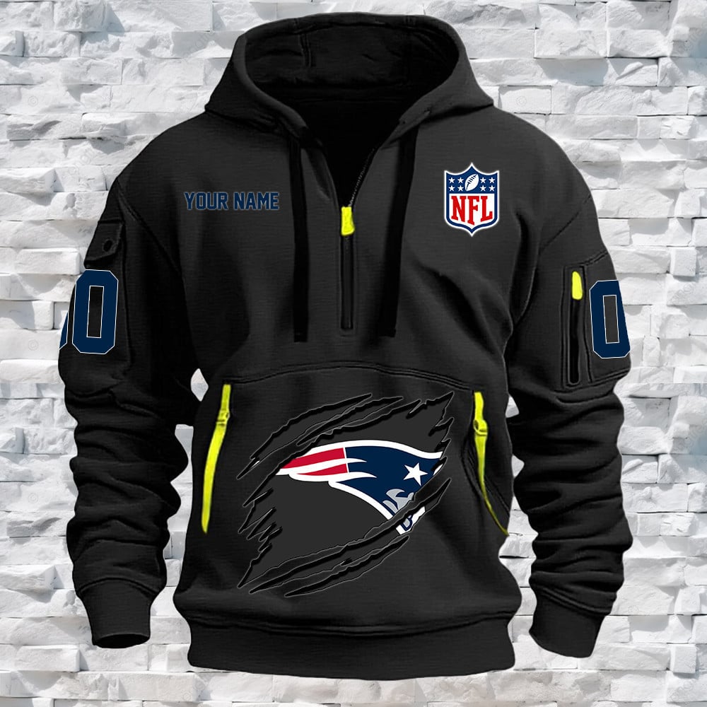 New England Patriots New Personalized Quarter Zip Hoodie Limited Edition NA029