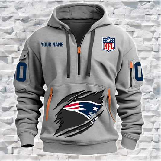 New England Patriots New Personalized Quarter Zip Hoodie Limited Edition NA029
