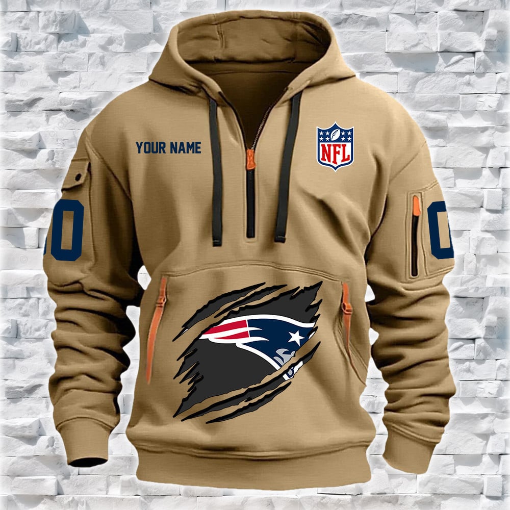 New England Patriots New Personalized Quarter Zip Hoodie Limited Edition NA029