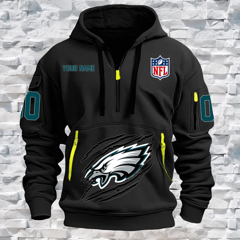 Philadelphia Eagles New Personalized Quarter Zip Hoodie Limited Edition NA032