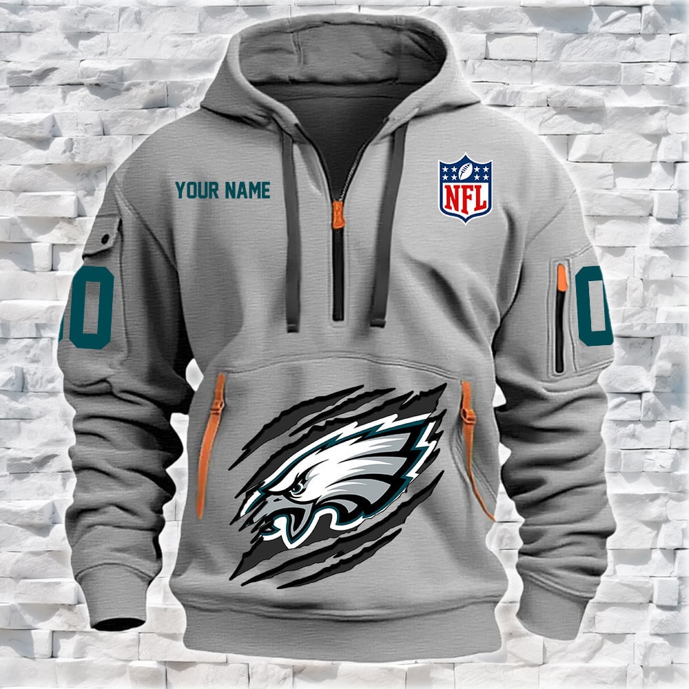 Philadelphia Eagles New Personalized Quarter Zip Hoodie Limited Edition NA032