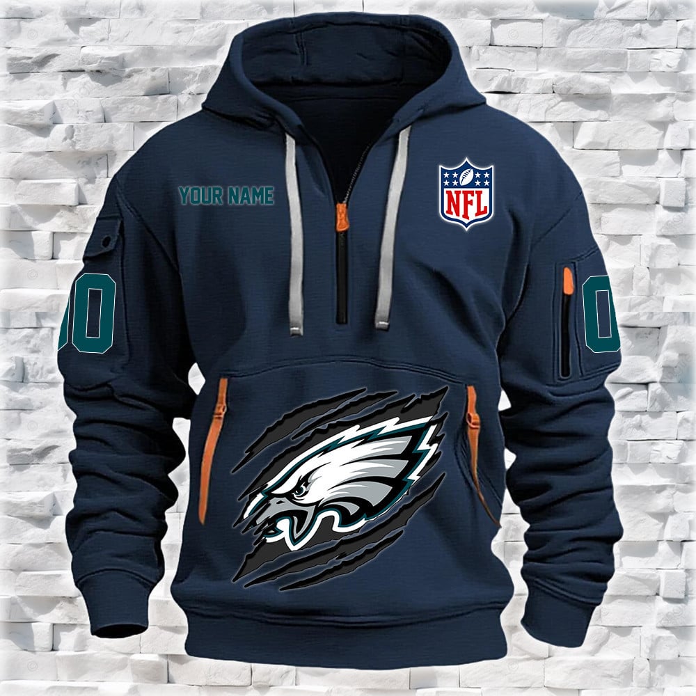 Philadelphia Eagles New Personalized Quarter Zip Hoodie Limited Edition NA032
