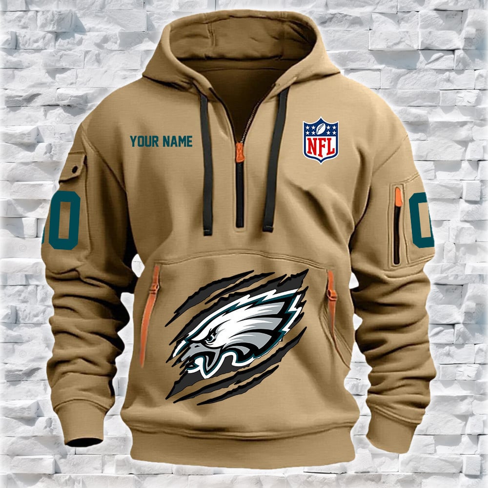 Philadelphia Eagles New Personalized Quarter Zip Hoodie Limited Edition NA032
