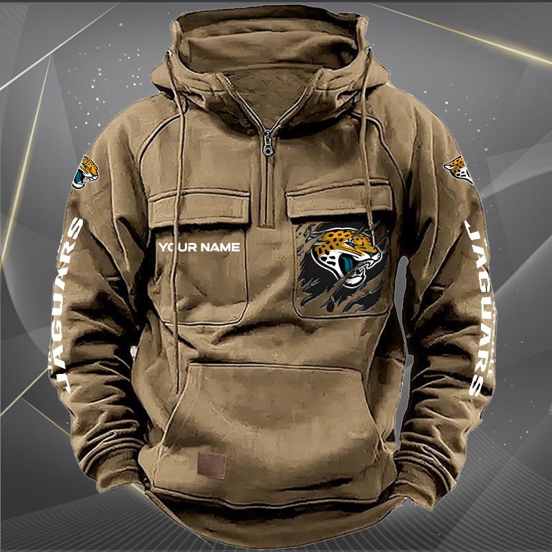 Jacksonville Jaguars  New Personalized Multi-Pockets Zip Hoodie AZBTMZHD000046