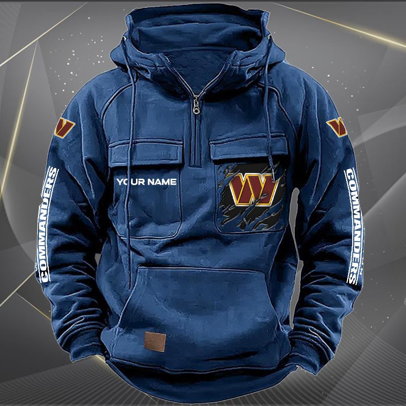 Washington Commanders  New Personalized Multi-Pockets Zip Hoodie AZBTMZHD000060