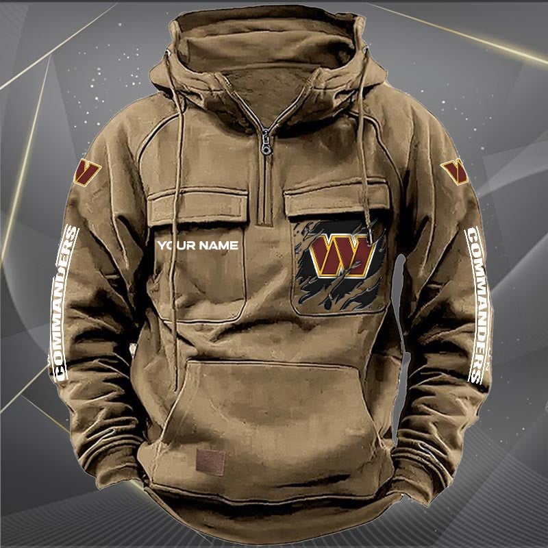 Washington Commanders  New Personalized Multi-Pockets Zip Hoodie AZBTMZHD000060
