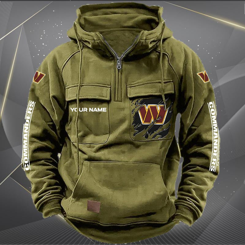Washington Commanders  New Personalized Multi-Pockets Zip Hoodie AZBTMZHD000060