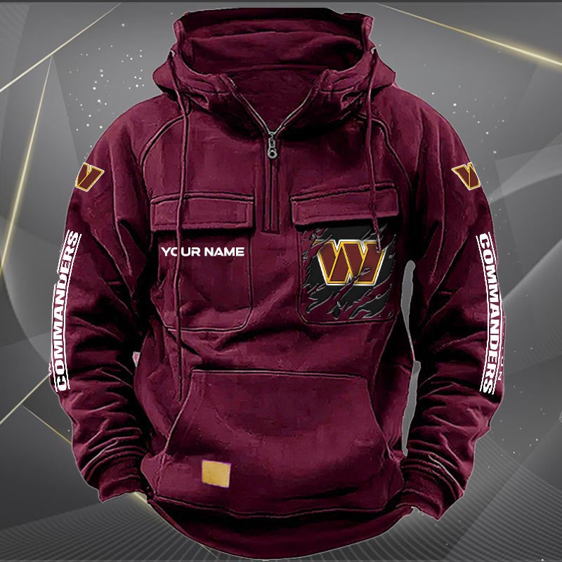 Washington Commanders  New Personalized Multi-Pockets Zip Hoodie AZBTMZHD000060