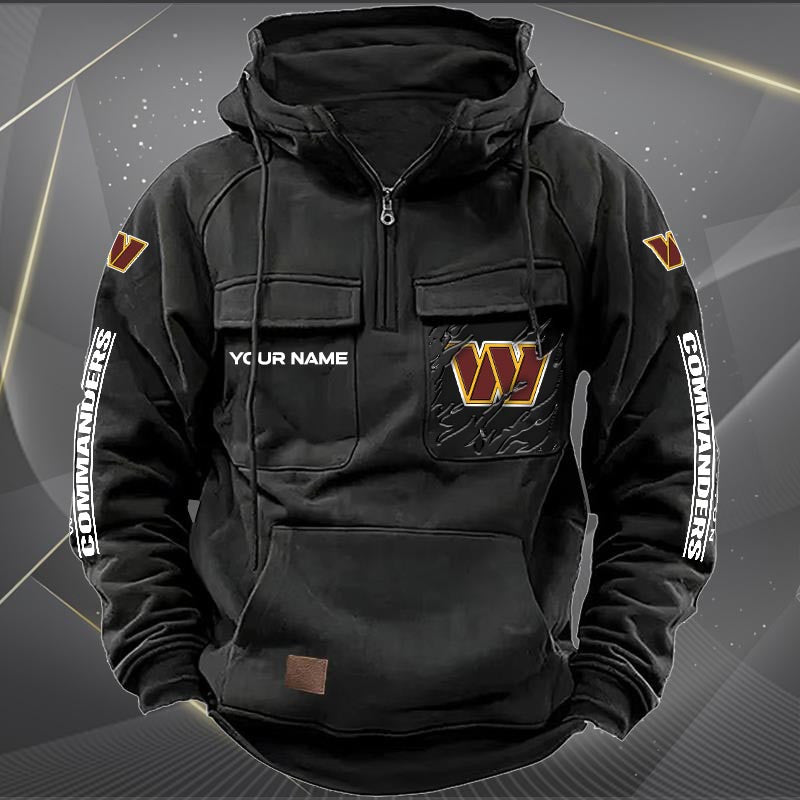 Washington Commanders  New Personalized Multi-Pockets Zip Hoodie AZBTMZHD000060