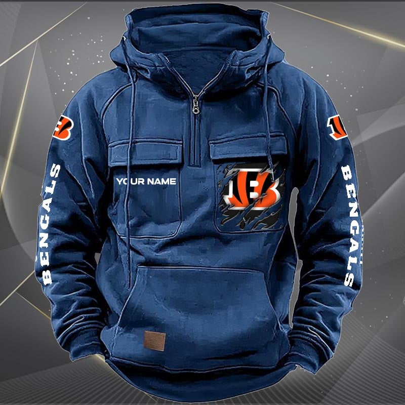 Cincinnati Bengals  New Personalized Multi-Pockets Zip Hoodie AZBTMZHD000038