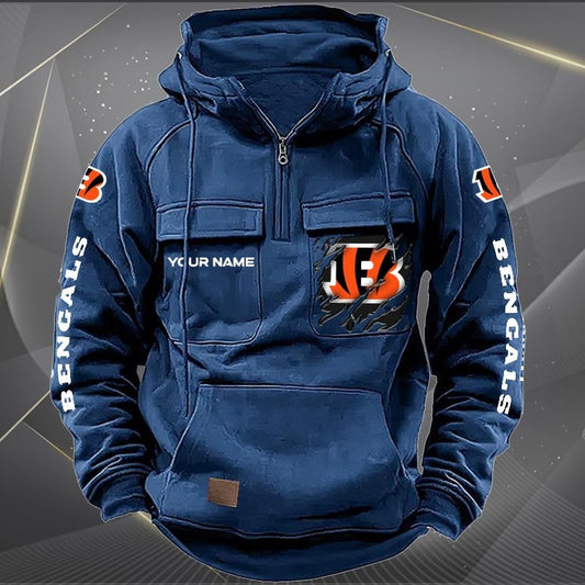 Cincinnati Bengals  New Personalized Multi-Pockets Zip Hoodie AZBTMZHD000038