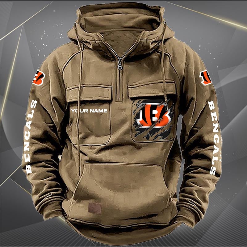 Cincinnati Bengals  New Personalized Multi-Pockets Zip Hoodie AZBTMZHD000038