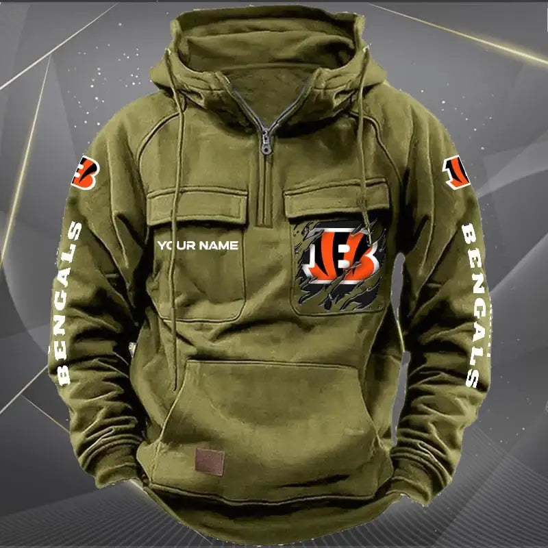 Cincinnati Bengals  New Personalized Multi-Pockets Zip Hoodie AZBTMZHD000038